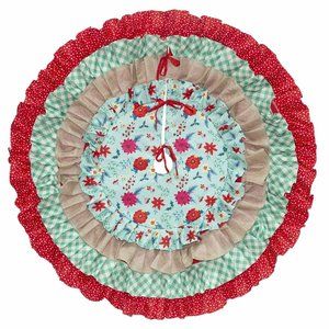 The Pioneer Woman Multi-Color 4-Tier Ruffle Polyester Christmas Tree Skirt, 48":